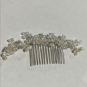 Silver, Pearl, and Rhinestone Floral Hair Comb Bridal or formal occasion